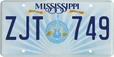 MS license plate ZJT749
