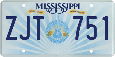 MS license plate ZJT751