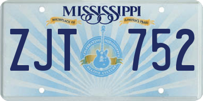 MS license plate ZJT752