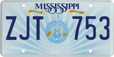 MS license plate ZJT753