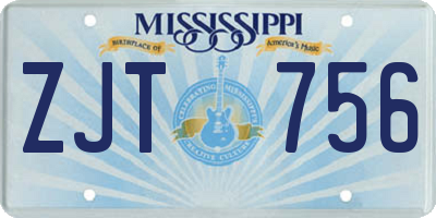 MS license plate ZJT756