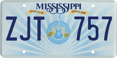 MS license plate ZJT757