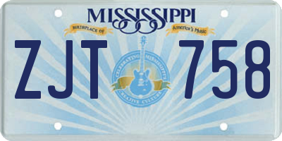 MS license plate ZJT758