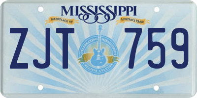 MS license plate ZJT759