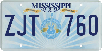 MS license plate ZJT760