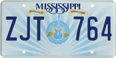 MS license plate ZJT764