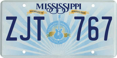 MS license plate ZJT767
