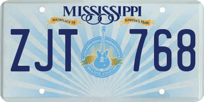 MS license plate ZJT768