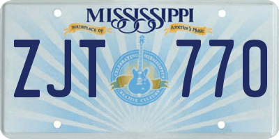 MS license plate ZJT770