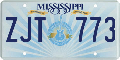 MS license plate ZJT773