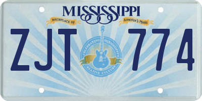 MS license plate ZJT774