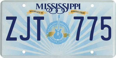 MS license plate ZJT775