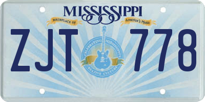 MS license plate ZJT778
