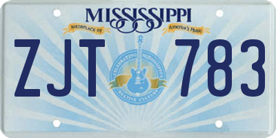 MS license plate ZJT783
