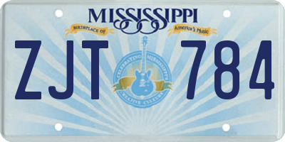 MS license plate ZJT784