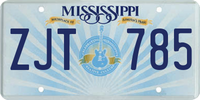 MS license plate ZJT785