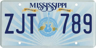 MS license plate ZJT789