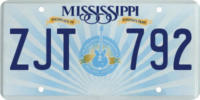 MS license plate ZJT792