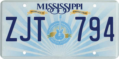 MS license plate ZJT794