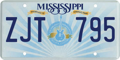 MS license plate ZJT795