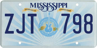 MS license plate ZJT798