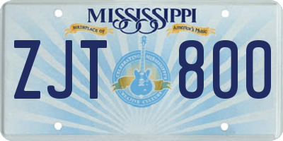 MS license plate ZJT800