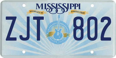 MS license plate ZJT802