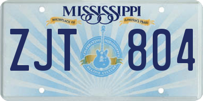 MS license plate ZJT804