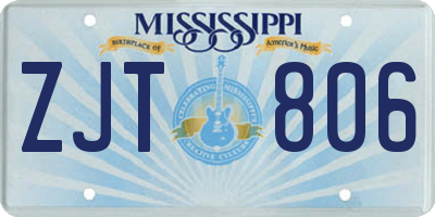 MS license plate ZJT806