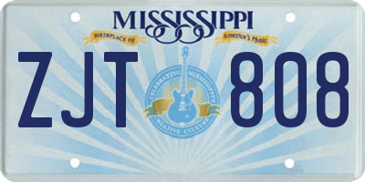 MS license plate ZJT808
