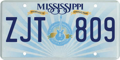 MS license plate ZJT809