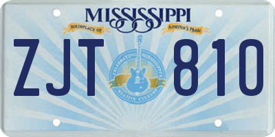 MS license plate ZJT810