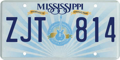 MS license plate ZJT814