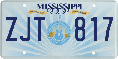 MS license plate ZJT817