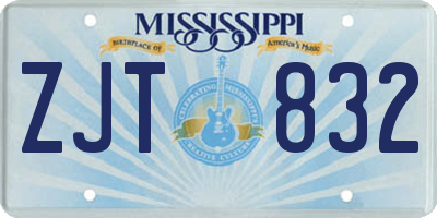 MS license plate ZJT832