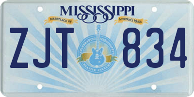 MS license plate ZJT834