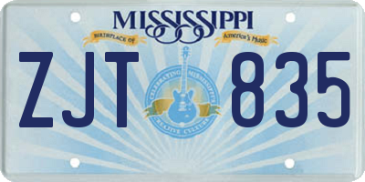 MS license plate ZJT835