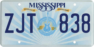 MS license plate ZJT838