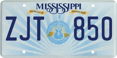 MS license plate ZJT850