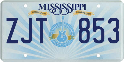 MS license plate ZJT853