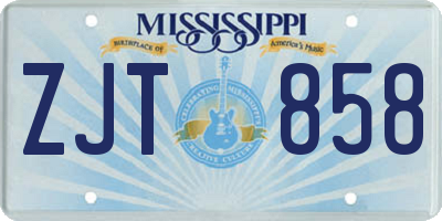 MS license plate ZJT858