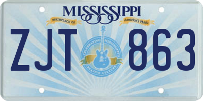 MS license plate ZJT863