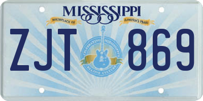 MS license plate ZJT869