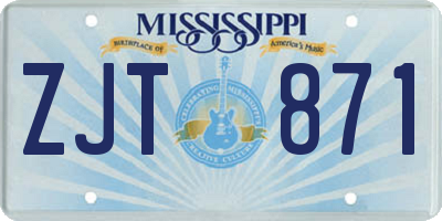 MS license plate ZJT871