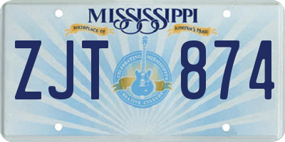 MS license plate ZJT874