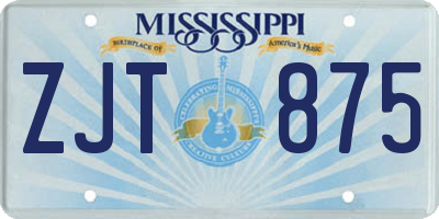 MS license plate ZJT875