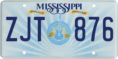 MS license plate ZJT876