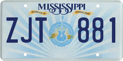 MS license plate ZJT881