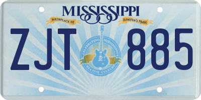 MS license plate ZJT885