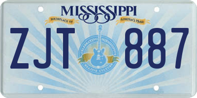 MS license plate ZJT887